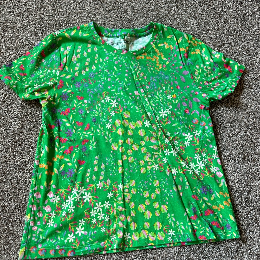 Cynthia Rowley Green Floral Kids Tee